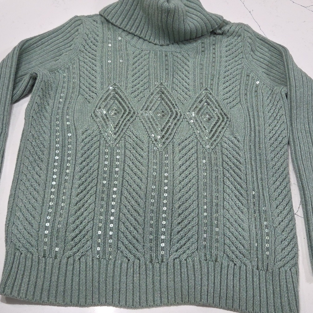 Talbots Green Knit Sweater with Embellishments 1XP Gentle Used - Picture 2 of 8